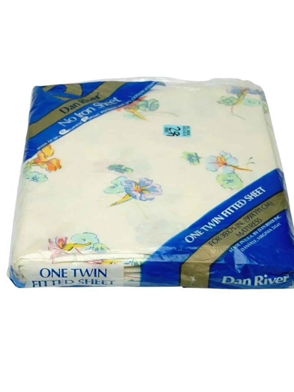 Dan River Twin Fitted Sheet Morning Glory Cream Floral Vintage New